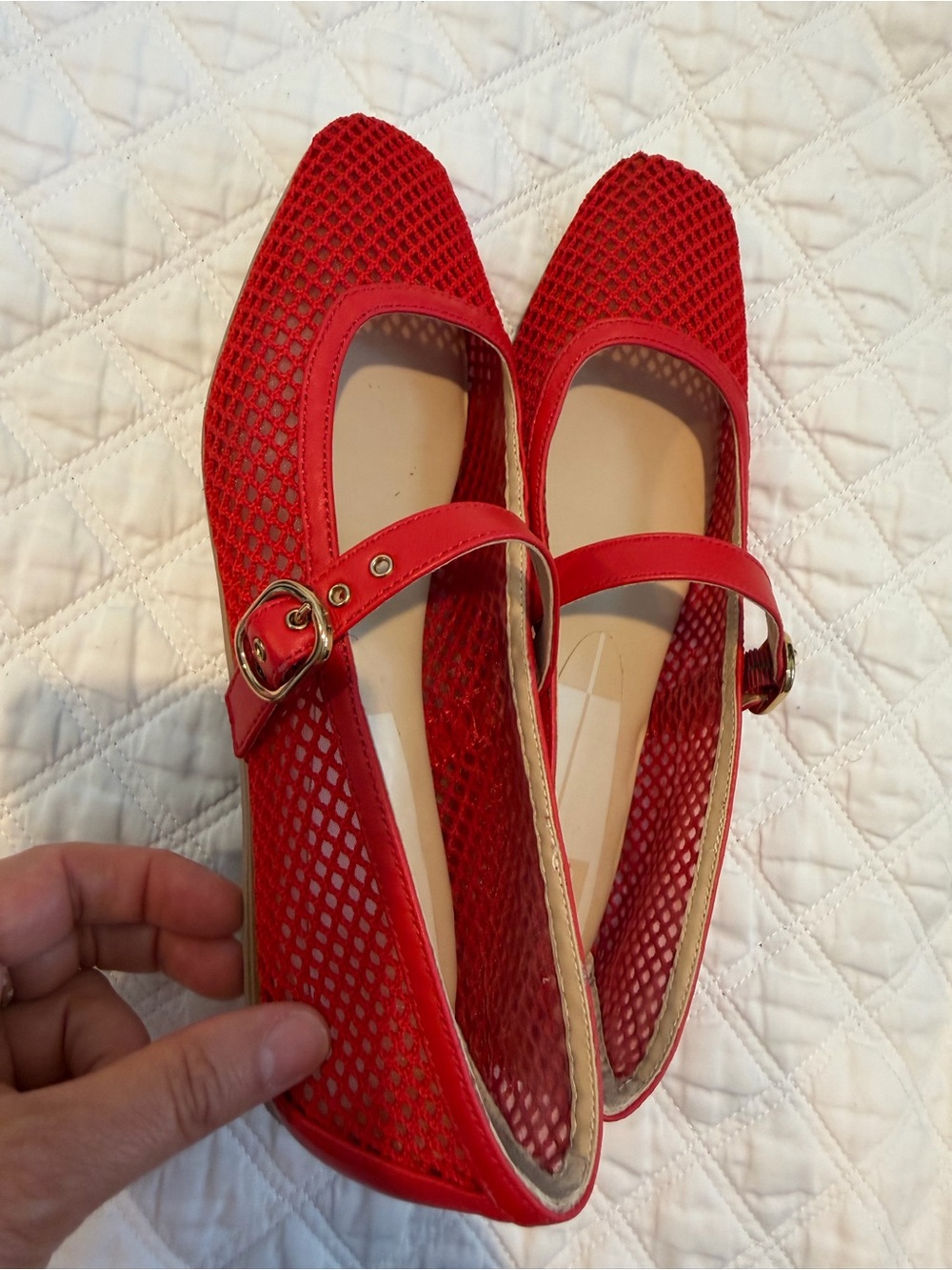 Dolce Vita Rodni Red Mesh Mary Jane Flats with Buckle - Picture 5 of 11